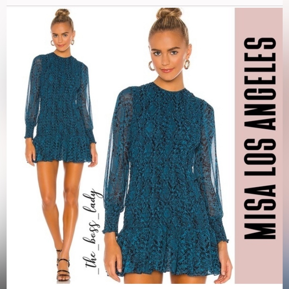 NWT Misa Los Angeles Teal Snake Dress (size small)